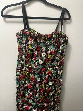 Floral Print Slim Fit Sundress - Black Nanette Lepore